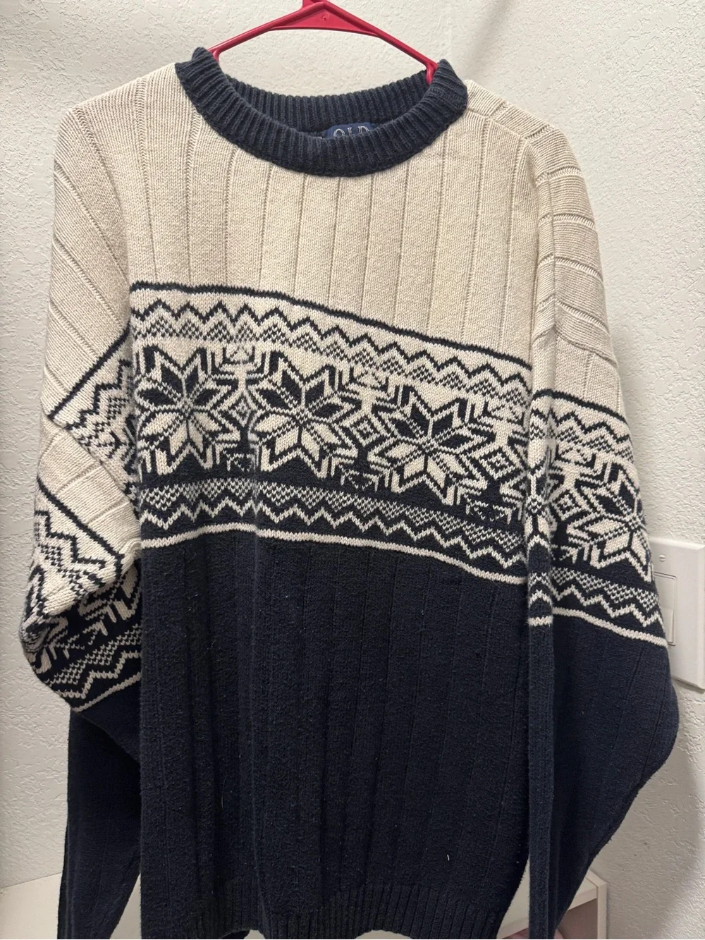 Old Glory Navy & Cream Fair Isle Crewneck Sweater